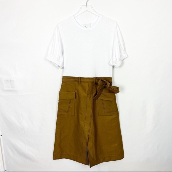 3.1 Phillip Lim Short Sleeve Dress Cargo Pockets Side Bow Size 10 - Picture 1 of 13